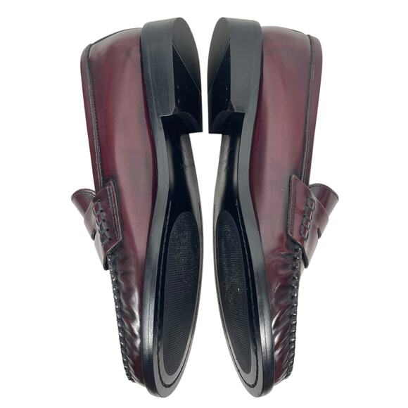 Mango MNG Round Toe Leather Penny Loafer Burgundy Red Size 38/ US 7.5 - Picture 7 of 13